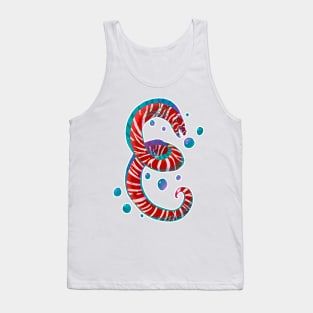 Red Zebra Moray Eel Fish as Letter E Tank Top